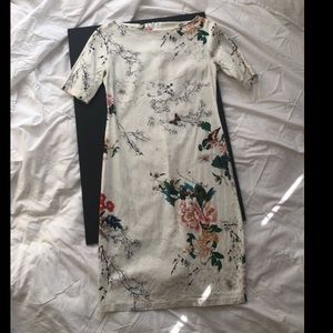 Zara White Floral Print Dress